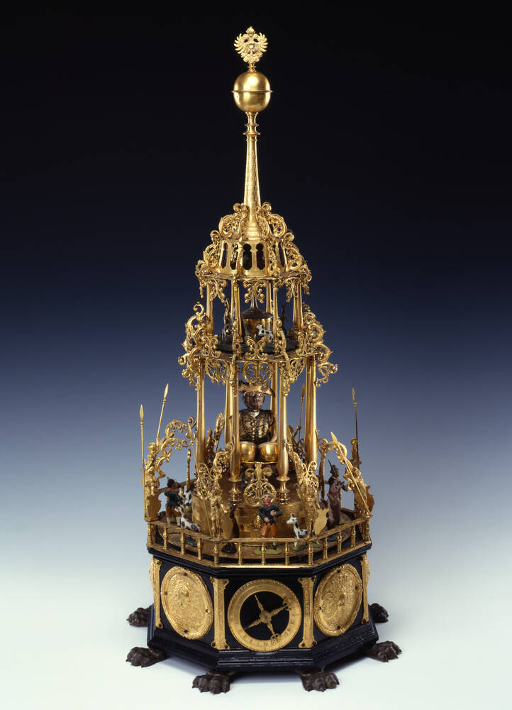 Figuren- Automatenuhr "Verkehrte Welt"